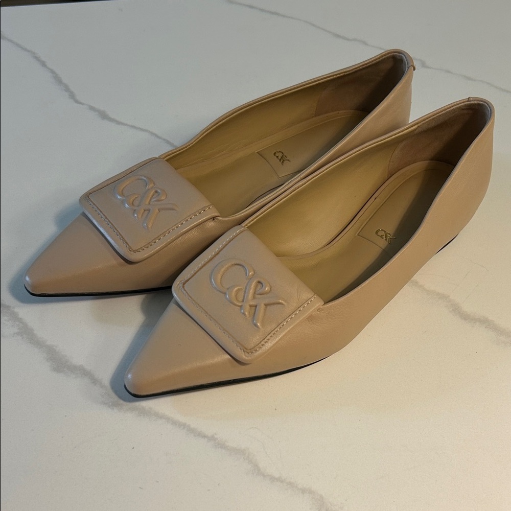 Charles & Keith Beige Pointed Flats